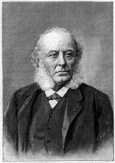 Porträtt av Dr Aristide Verneuil (1823-1895), fransk kirurg, ledamot av Vetenskapsakademien och Medicinska Akademien. Gravyr i "" La Nature: revue des sciences et de leurs applications aux arts et a l