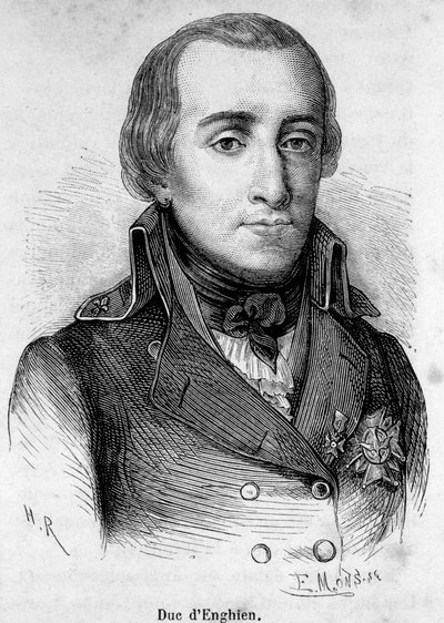 Porträtt av hertig Louis Antoine Henri de Bourbon hertig av Enghien (1772-1804), fransk prins, han sköts av Bonaparte den 21 mars 1804. av Unknown artist