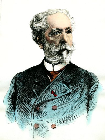 Porträtt av Edouard Lalo (1823-1892), fransk kompositör. Gravyr av privatsamlingen från 1800-talet av Unknown artist