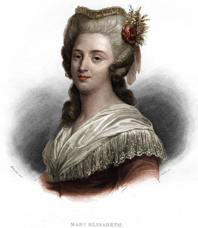 Porträtt av Elisabeth Philippine Marie Hélène av Frankrike, känd som "" Madame Elisabeth", syster till kung Ludvig XVI (1764-1794) av Unknown artist
