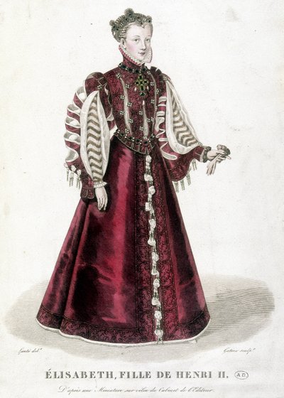 Porträtt av Elisabeth, dotter till Henrik II, kung av Frankrike (1519-1559). av Unknown artist