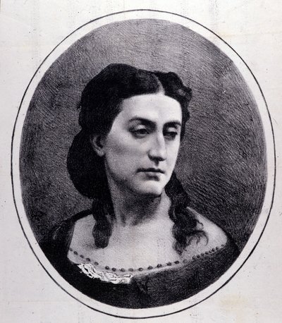 Porträtt av Erminia Frezzolini. Italiensk sopran (1818-1884). av Unknown artist