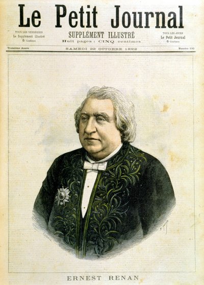 Porträtt av Ernest Renan i akademikerklänning - i "" Le Petity Journal"" från 1892-10-22 av Unknown artist