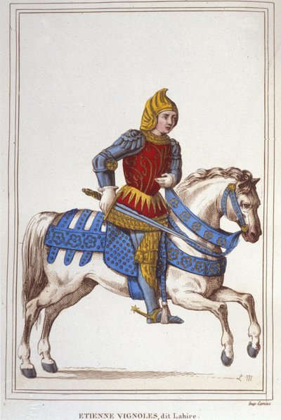 Porträtt av Etienne de Vignoles eller Vignolles dit La Hire (Lahire). Fransk krigsman 1390-1443.gravyr 1830 av Unknown artist
