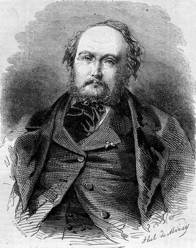 Porträtt av Eugene Guinot (1812-1861), fransk journalist, romanförfattare och dramatiker. Även känd som Pierre Durand och Paul Vermond. Gravyr i "" Le Monde Illustré"" n¡202 av 23 februari 1861. av Unknown artist