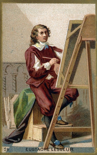 Porträtt av Eustache Le Sueur (1617 - 1655), fransk målare, designer och dekoratör. Kromolitografi av 1800-talet. av Unknown artist