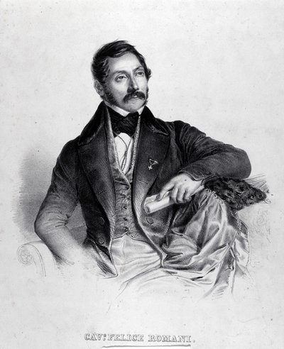 Porträtt av Felice Romani, librettist, poet och italiensk kritiker (1788-1865). av Unknown artist