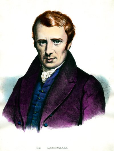 Porträtt av Felicite Robert de Lamennais (1782-1854), fransk författare. Gravyr av 1800-talets privatsamling av Unknown artist