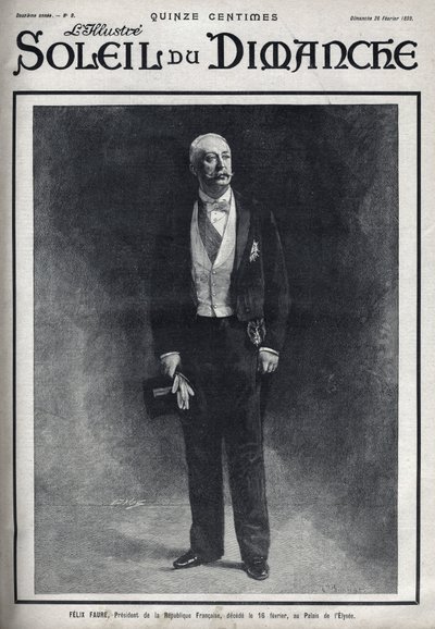 Porträtt av Felix Faure (1841-1899), Frankrikes president publicerad under hans död den 16 februari i Palais de l