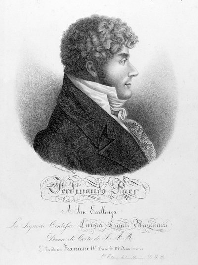 Porträtt av Ferdinando Paer (1771 - 1839). Han var kapellmästare för Napoleon I och sedan chef för Opera Comique. av Unknown artist