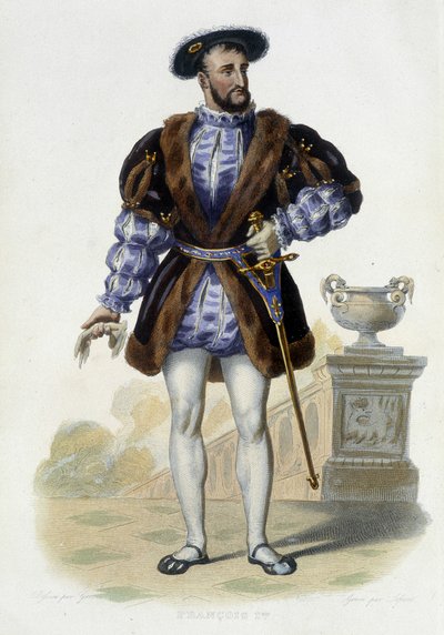 Porträtt av Francois 1er (1494-1547) - i "" Den franske Plutarchen"", Ed. Mennechet av Unknown artist