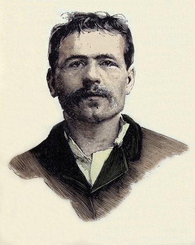 Porträtt av Francois Claudius Koenigstein (1859-1892), fransk anarkistisk terroristaktivist. Gravyr av 1800-talet av Unknown artist