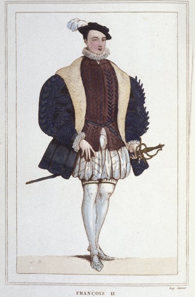 Porträtt av Francois II (1544 - 1560), kung av Frankrike gravyr från 1830 av Unknown artist