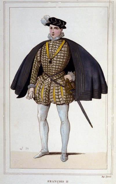 Porträtt av Francois II (1544 - 1560), kung av Frankrike gravyr från 1830 av Unknown artist