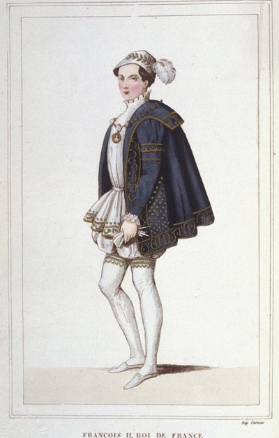 Porträtt av Francois II (1544 - 1560), kung av Frankrike gravyr från 1830 av Unknown artist