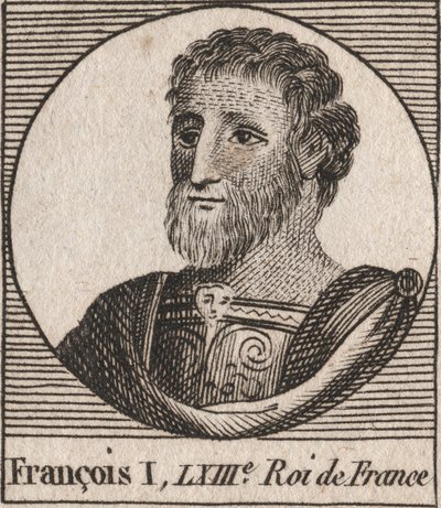 Porträtt av Francois I (1494 - 1547), kung av Frankrike - Frans I, kung av Frankrike - gravyr från "Instruction sur l