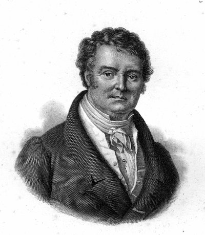 Porträtt av François Broussai (1772 - 1838), professor vid medicinska fakulteten i Paris, gravyr från 1800-talet av Unknown artist