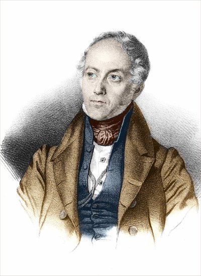 Porträtt av François Guizot (1787 - 1874), fransk politiker och historiker. Gravyr 1800-talet. av Unknown artist