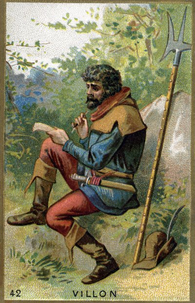 Porträtt av François Villon (ca 1431 - efter 1463), fransk poet. Kromolitografi av 1800-talet. av Unknown artist