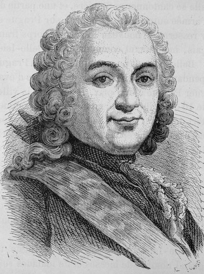 Porträtt av François de Chevert (1695 - 1769). Gravyr från slutet av 1800-talet i "Histoire de France"" av H. Martin. av Unknown artist