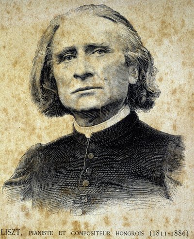 Porträtt av Franz Liszt, ungersk pianist och kompositör (1811 - 1886) - i "" Les Contemporains"", n.d. sent 1800-tal. av Unknown artist