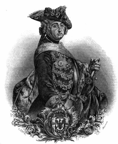 Porträtt av Fredrik II (1712-1786), kung av Preussen, känd som Fredrik den store. av Unknown artist