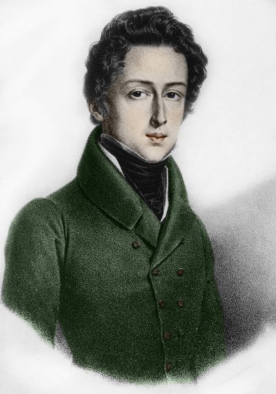 Porträtt av Frederick Chopin (1810 - 1849), polsk kompositör. av Unknown artist