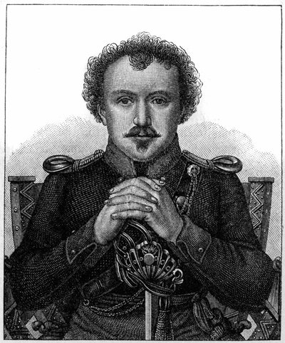Porträtt av Friedrich Heinrich Karl de la Motte, baron Fouque känd som La Motte-Fouque (1777-1843) tysk romantisk författare. av Unknown artist