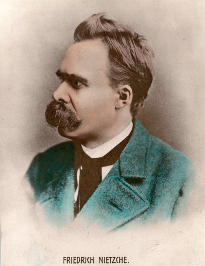 Porträtt av Friedrich Nietzsche (1844 - 1900), tysk filosof. Gravyr av 1800-talet. Privat samling. av Unknown artist