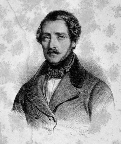Porträtt av Gaetano Donizetti (1797-1848), italiensk kompositör från 1800-talet. Milano, konservatoriets bibliotek av Unknown artist