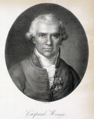 Porträtt av Gaspard Monge, Comte de Peluse (1746 - 1818), fransk matematiker - gravyr av Unknown artist