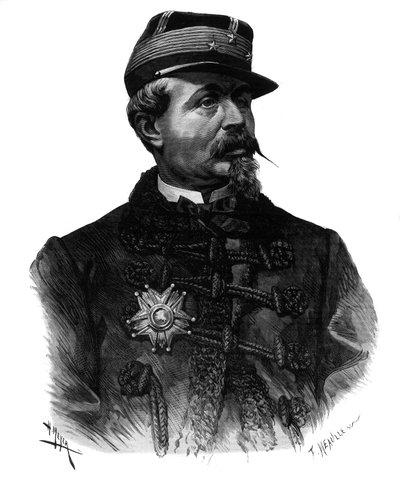 Porträtt av general Alfred Chanzy (1823-1883) gravyr från 1883 av Unknown artist