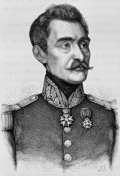 Porträtt av general Bréa. Gravyr från slutet av 1800-talet i "Histoire de France"" av H. Martin. av Unknown artist