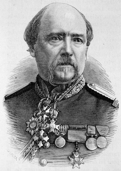 Porträtt av General Coffinières. Gravyr från slutet av 1800-talet i "Histoire de France"" av H. Martin. av Unknown artist