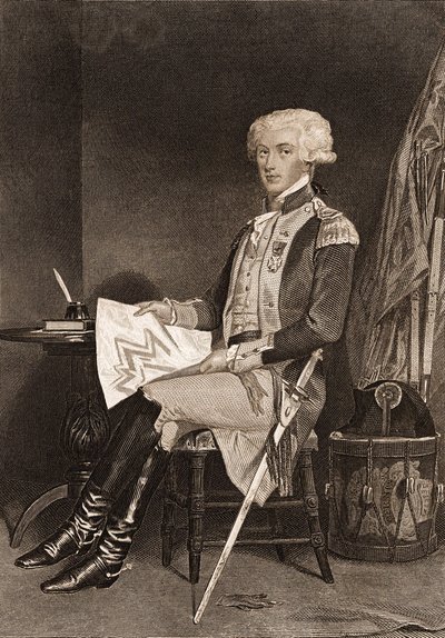 Porträtt av general La Fayette (Lafayette) (1757-1834). av Unknown artist