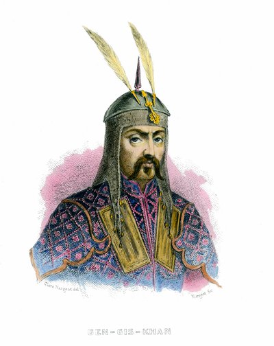 Porträtt av Genghis Khan (Temudjin av Unknown artist