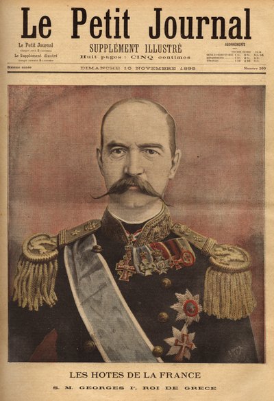 Porträtt av George I, kung av Grekland (1845-1913). Gravyr i "" Le petit journal"" 1895-11-10. Selvas samling. av Unknown artist