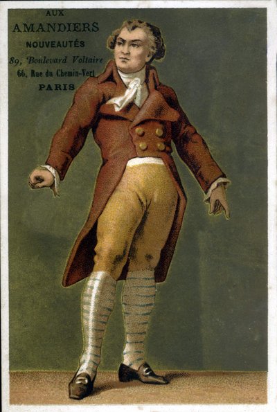 Porträtt av Georges Jacques Danton (1759 - 1794), fransk politiker. Kromolitografi från slutet av 1800-talet. av Unknown artist