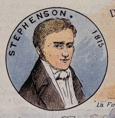 Porträtt av Georges Stephenson 1815 (1781 -1848), brittisk ingenjör (första ångloket 1814) av Unknown artist
