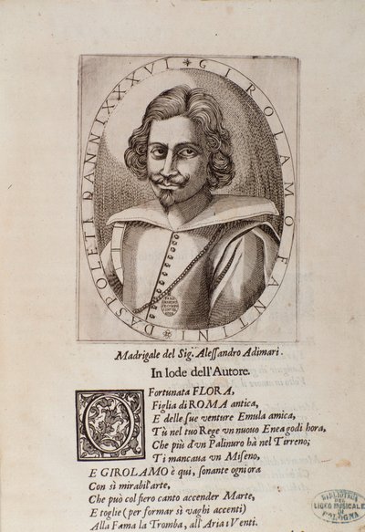 Porträtt av Gerolamo Fantini (titelsidan på hans metod för att lära sig spela trumpet av Unknown artist