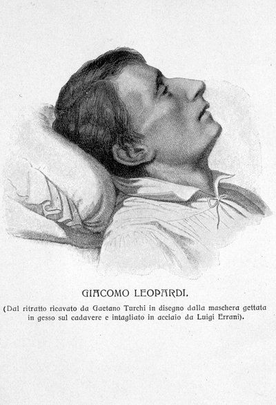 Porträtt av Giacomo Leopardi på sin dödsbädd av Unknown artist