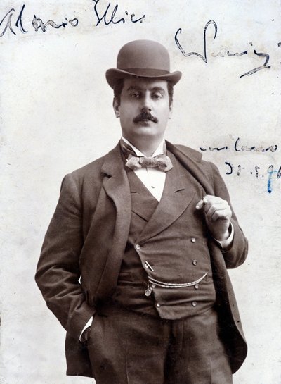 Porträtt av Giacomo Puccini 1896 (1858-1924), italiensk kompositör. av Unknown artist