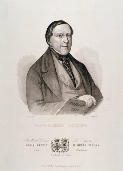 Porträtt av Gioacchino Rossini (gravyr av Unknown artist