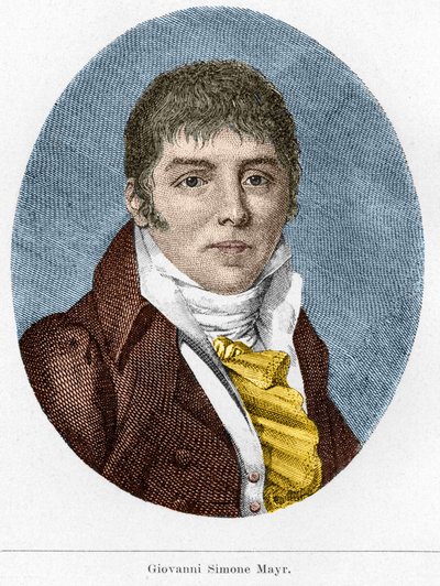 Porträtt av Giovanni Simone Mayr (Johann Simon Mayr), italiensk kompositör (1763-1845) av Unknown artist