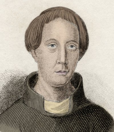Porträtt av Giraud de Barri, eller Giraud kambrium (ca 1145-ca 1223), en walesisk kyrklig och historiker. Kallas även Gerallt Gymro, Gerald of Wales och Gerald Barry. Gravyr av 1800-talet. av Unknown artist