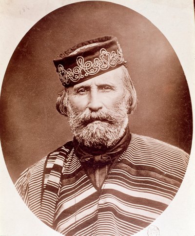 Porträtt av Giuseppe Garibaldi (1807-1882) Fotografi. 1800-talet. Milano, privat samling av Unknown artist