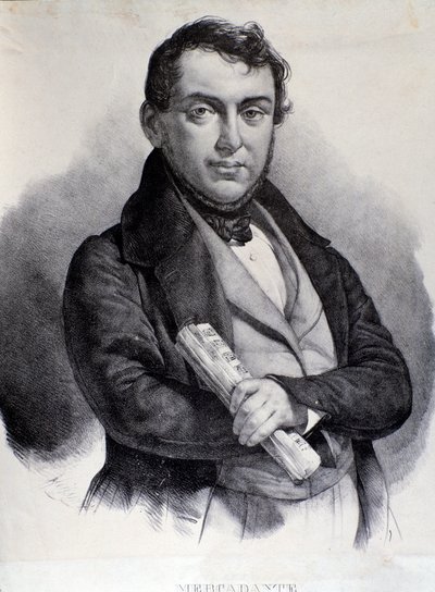 Porträtt av Giuseppe Saverio Mercadante (litografi) av Unknown artist