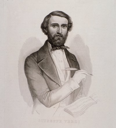 Porträtt av Giuseppe Verdi (gravyr av Unknown artist