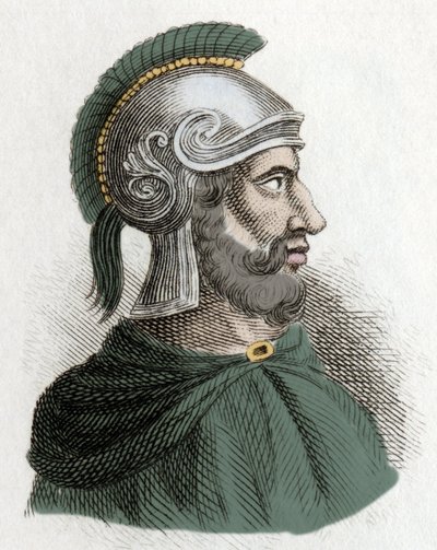 Porträtt av Hamilcar Barca (eller Barcas) (cirka 275-228 f.Kr.), statsman och karthagisk general, grundare av Barcidesdynastin och fader till Hannibal. Gravyr av 1800-talet. av Unknown artist