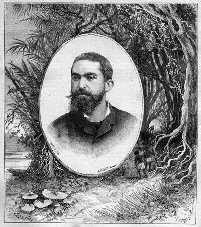 Porträtt av Henri Coudreau (1859-1899), professor i geografi och utforskare av Amazonas (Brasilien) - gravyr i journal des voyages 1889 av Unknown artist